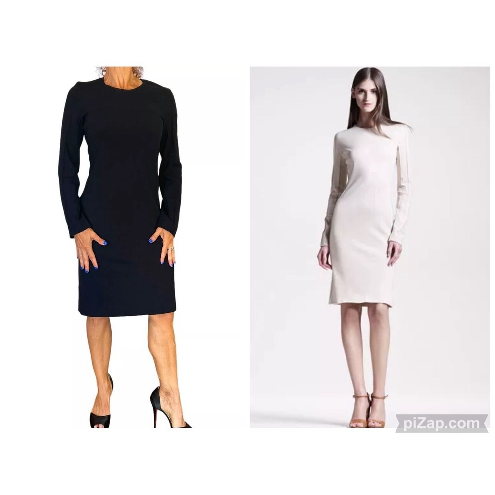 MAISON MARTIN MARGIELA WOMENS DRESS BLACK SEAMED SHEATH LONG SLEEVE STRETCH 42 6